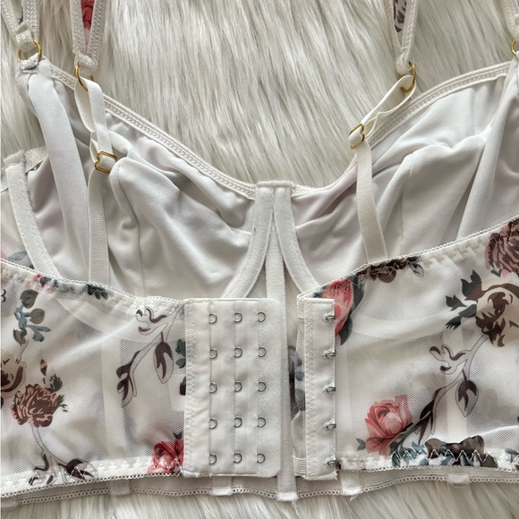 NWOT Floral Print Mesh Corset Bra with Underwire - Picture 9 of 13